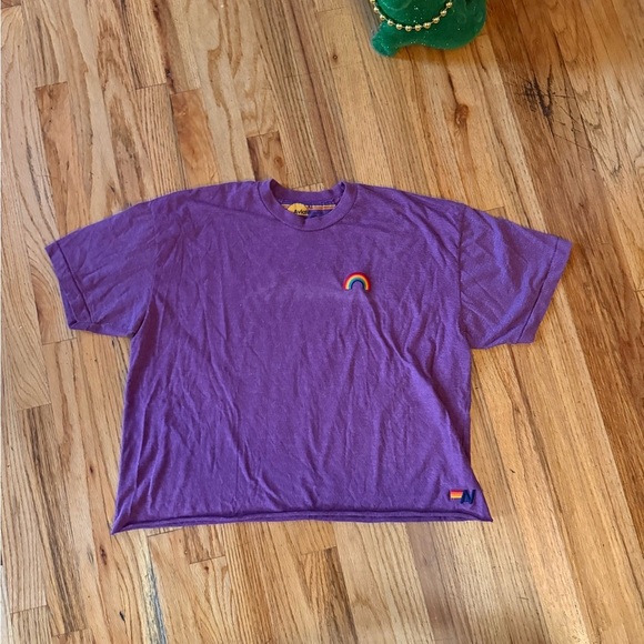 Aviator Nation Purple Rainbow Boxy T Shirt - Picture 1 of 4